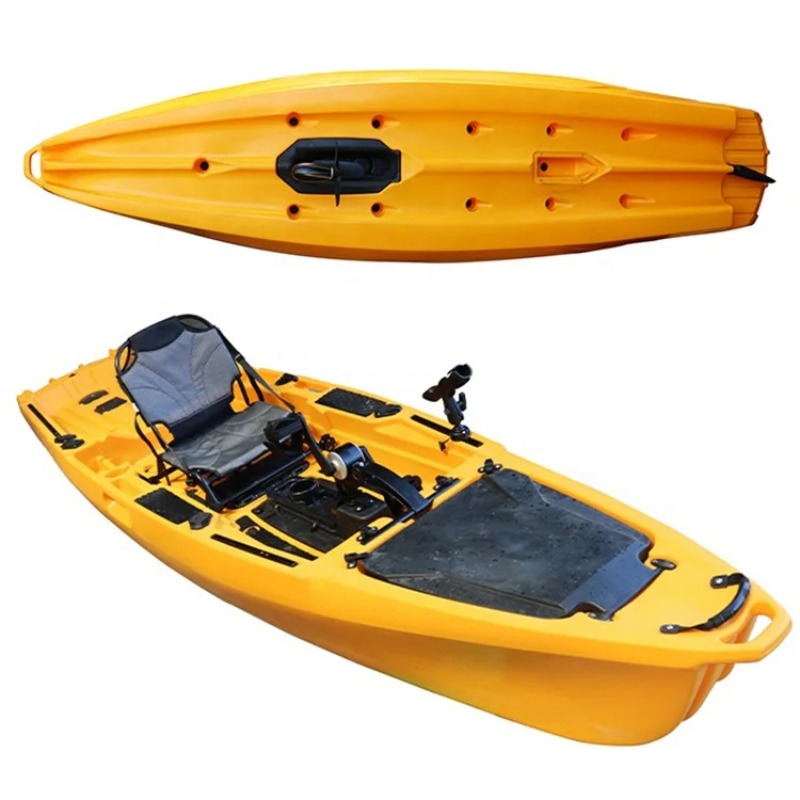 Fishing Kayak Pedal Drive - Barca da pesca gonfiabile gialla con